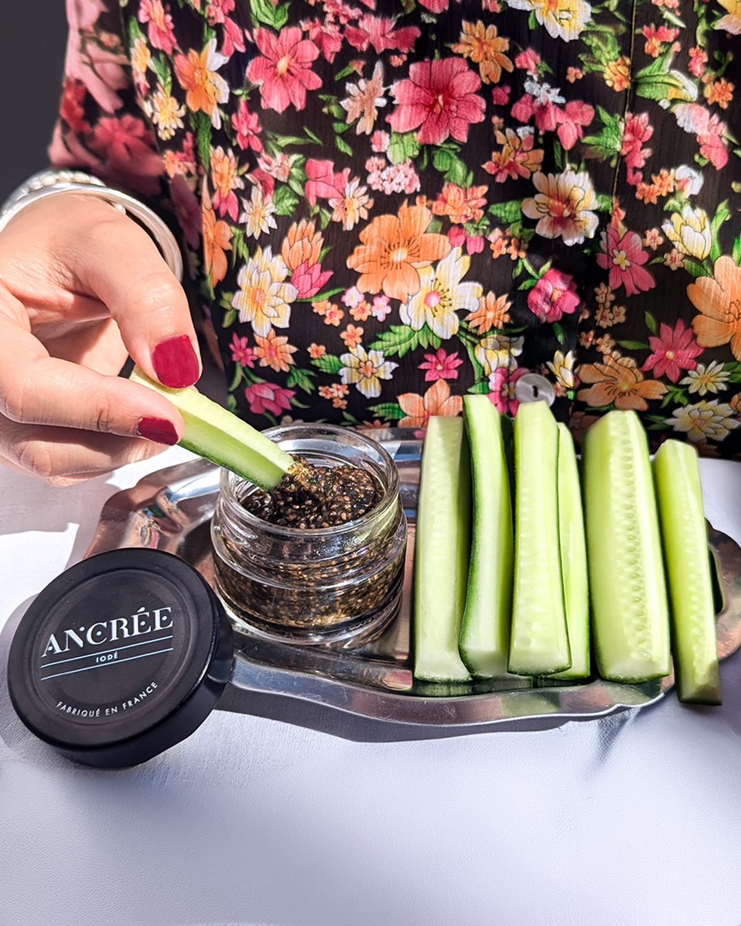 Bâtonnets de concombre à associer avec le caviar végétal