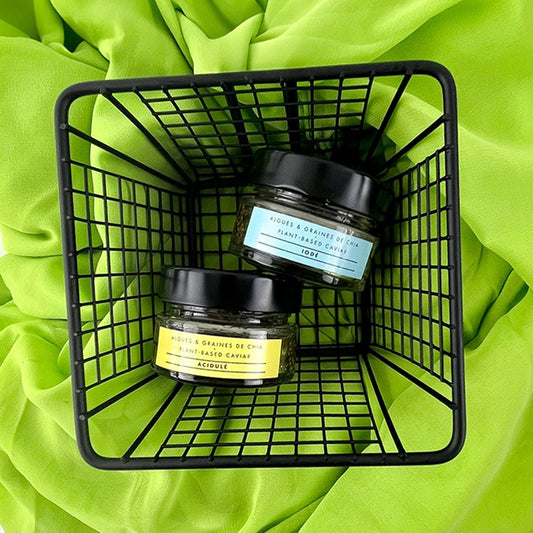 Duo de saveurs Iodée et Acidulée du caviar végétal en vente sur le site ANCRÉE.