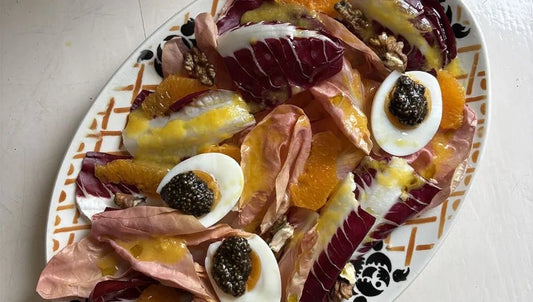 Salade d'hiver, œufs mollets au caviar végétal Ancrée - Ancrée